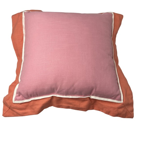 Kate Spade New York Decorative Throw Pillow Pink Orange two tone 18x18 - Picture 1 of 6